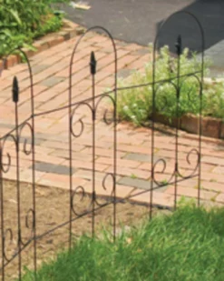 Enchanted Garden™ 2'8"H X 8'W Finial Steel Black Garden Border Fence