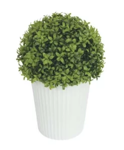 Enchanted Garden™ 14.5" Artificial Boxwood Topiary Ball With White Pot