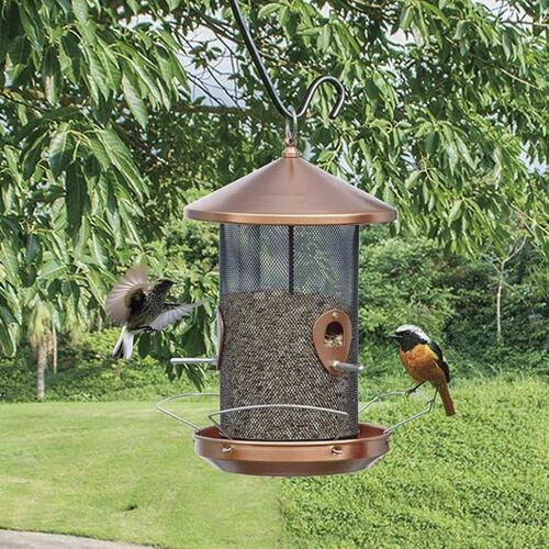 Enchanted Garden® Copper Finish Tube Bird Feeder 4 Enchanted Garden® Copper Finish Tube Bird Feeder - Image 2