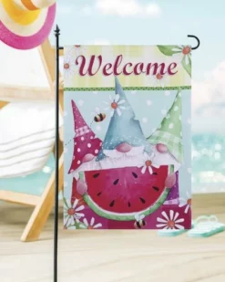 Enchanted Garden™ 12.5" X 18" Garden Flag - Assorted Styles -Home N Garden Joy Sales 2723272 Watermelon Gnomes GARDEN flag scenic