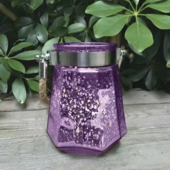 Enchanted Garden™ 5" Glass Flameless Candle Lantern - Assorted Styles -Home N Garden Joy Sales 277 4178 P SC Purple