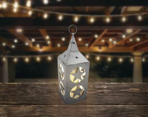 Enchanted Garden™ 17" Metal Cut Out Flameless Candle LED Lantern - Assorted Colors 5 Enchanted Garden™ 17" Metal Cut Out Flameless Candle LED Lantern - Assorted Colors - Image 3