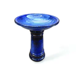 Enchanted Garden™ 17" Ceramic Bird Bath - Assorted Colors -Home N Garden Joy Sales 277 5261 Blue