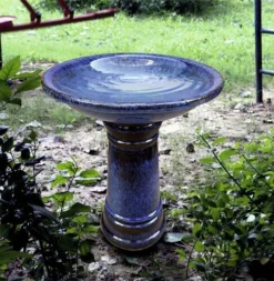 Enchanted Garden™ 17" Ceramic Bird Bath - Assorted Colors -Home N Garden Joy Sales 277 5261 Blue SC