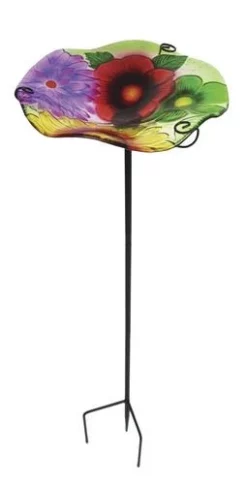 Enchanted Garden™ 11" Glass Floral Bird Bath