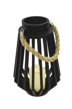 Enchanted Garden™ 13.5" Black Wooden LED Lantern