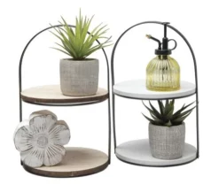 Enchanted Garden™ White 2-Tier Mini Tray -Home N Garden Joy Sales 277 6155 6156 2tiertraywithitems04 InStore 4100px