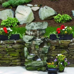 Enchanted Garden™ 39" Tiered Orowood Outdoor Water Fountain -Home N Garden Joy Sales 2773575OrowoodOutdoorFountainWithLights 5Tier3