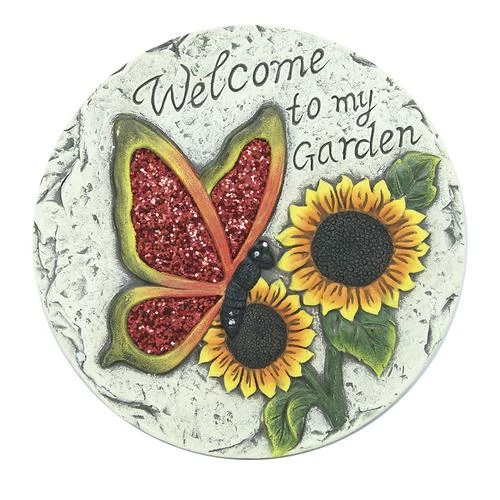 Enchanted Garden™ 7" Welcome Stepping Stone - Assorted Styles 3 Enchanted Garden™ 7" Welcome Stepping Stone - Assorted Styles