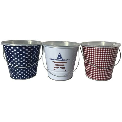 Enchanted Garden™ Metal Bucket Patriotic Citronella Candle - Assorted Colors 3 Enchanted Garden™ Metal Bucket Patriotic Citronella Candle - Assorted Colors