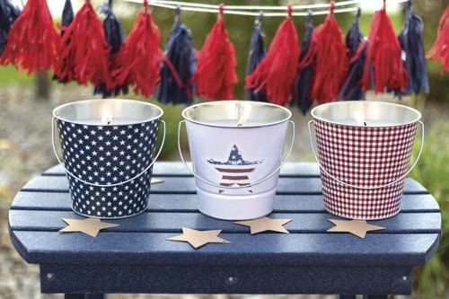 Enchanted Garden™ Metal Bucket Patriotic Citronella Candle - Assorted Colors 4 Enchanted Garden™ Metal Bucket Patriotic Citronella Candle - Assorted Colors - Image 2