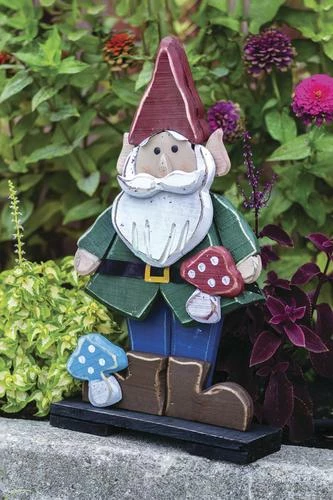 Enchanted Garden™ 27" Wood Gnome With Mushroom 3 Enchanted Garden™ 27" Wood Gnome With Mushroom