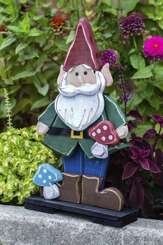 Enchanted Garden™ 27" Wood Gnome With Mushroom 7 Enchanted Garden™ 27" Wood Gnome With Mushroom - Image 5