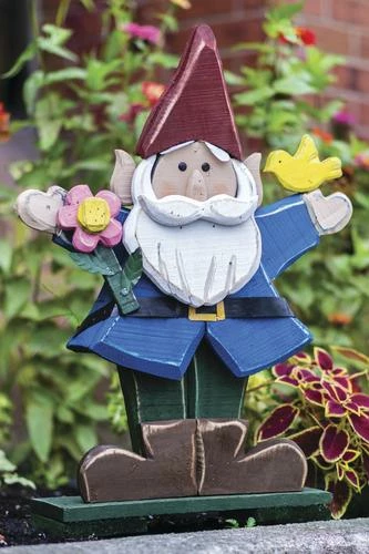 Enchanted Garden™ 27" Wood Gnome With Flower 3 Enchanted Garden™ 27" Wood Gnome With Flower