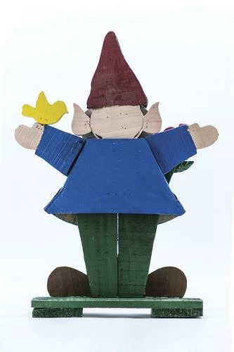 Enchanted Garden™ 27" Wood Gnome With Flower 4 Enchanted Garden™ 27" Wood Gnome With Flower - Image 2