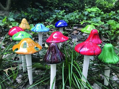 Enchanted Garden™ 8" Ceramic Mushroom Garden Stake - Assorted Styles 4 Enchanted Garden™ 8" Ceramic Mushroom Garden Stake - Assorted Styles - Image 2