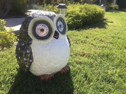 Enchanted Garden™ 14" Solar Eyed Owl Statue 4 Enchanted Garden™ 14" Solar Eyed Owl Statue - Image 2