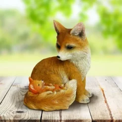 Enchanted Garden™ 9" Fox And Kit Statue -Home N Garden Joy Sales 2774706 LS