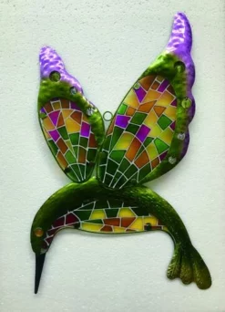 Enchanted Garden™ 18.5" Hummingbird Outdoor Hanging Art - Assorted Styles -Home N Garden Joy Sales 2775043 purple P SF V2