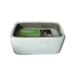 Enchanted Garden™ 16 Oz. Square Concrete Citronella Candle - Assorted Colors -Home N Garden Joy Sales 2775217 White pkg 2021 CMYK