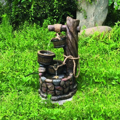 Enchanted Garden™ 22" Tiered Wishing Well Outdoor Water Fountain 4 Enchanted Garden™ 22" Tiered Wishing Well Outdoor Water Fountain - Image 2