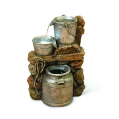 Enchanted Garden™ 21.6" Tiered Milk Pail Outdoor Water Fountain