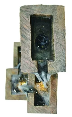 Enchanted Garden™ 35.8" Tiered Wood Block Outdoor Water Fountain -Home N Garden Joy Sales 2775240 P TP V2