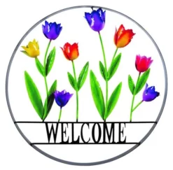 Enchanted Garden™ 29" Tulip Welcome Wheel Outdoor Wall Art