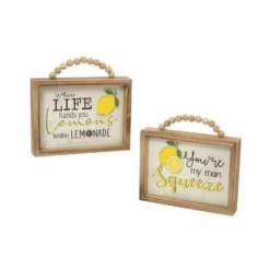 Enchanted Garden™ 8" Wood Lemon Block Outdoor Wall Art - Assorted Styles