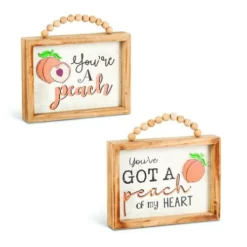 Enchanted Garden™ 8" Wood Peach Block Outdoor Wall Art - Assorted Styles