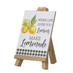 Enchanted Garden™ 8.75" Wood Lemon Easel Outdoor Wall Art -Home N Garden Joy Sales 2775424B leftview