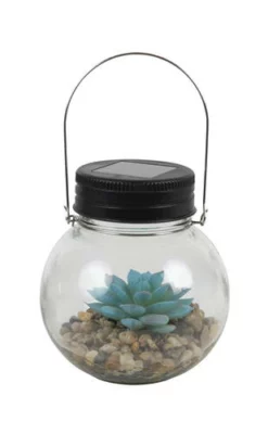 Enchanted Garden™ Artificial Succulent Solar LED Glass Jar - Assorted Styles -Home N Garden Joy Sales 2775442 B