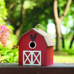 Enchanted Garden 9.5" Wooden Barn Bird House -Home N Garden Joy Sales 2775457 scene02.jpg