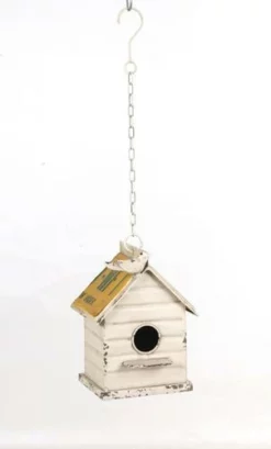Enchanted Garden® 20.8" Rustic Yellow Metal Bird House