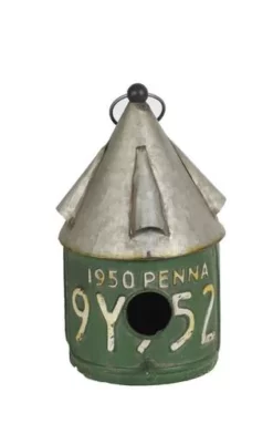 Enchanted Garden® 10.6" Rustic Green Metal Bird House