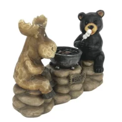 Enchanted Garden™ 8.4" Resin Solar Moose & Bear Statue -Home N Garden Joy Sales 2775494 P LS