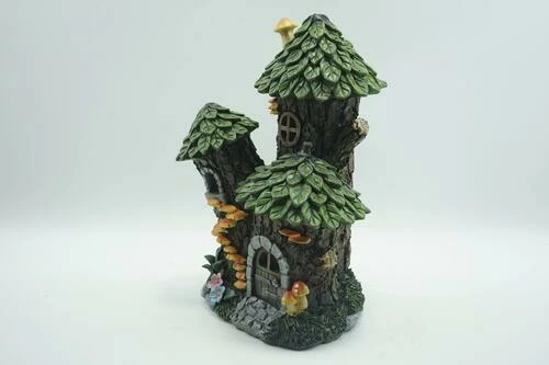Enchanted Garden™ 12" Resin Solar Tree House Statue 5 Enchanted Garden™ 12" Resin Solar Tree House Statue - Image 3