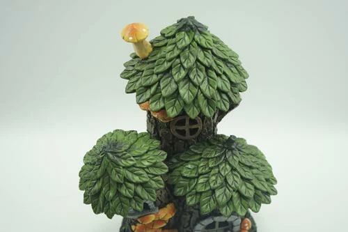Enchanted Garden™ 12" Resin Solar Tree House Statue 7 Enchanted Garden™ 12" Resin Solar Tree House Statue - Image 5