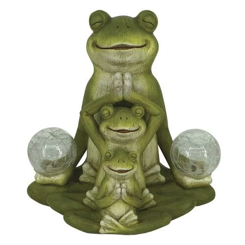 Enchanted Garden™ 11.4" Solar Frog Trio Statue 3 Enchanted Garden™ 11.4" Solar Frog Trio Statue