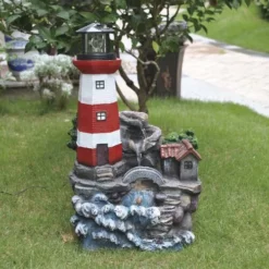 Enchanted Garden™ 20.3" Tiered Solar Lighthouse Outdoor Water Fountain -Home N Garden Joy Sales 2775544 2 1800x1800CMYK