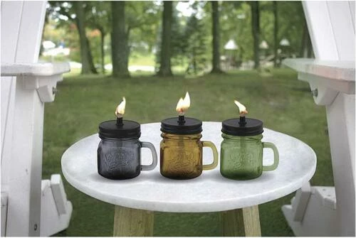 Enchanted Garden™ 4.9" Mason Jar Tabletop Patio Torch - Assorted Colors 4 Enchanted Garden™ 4.9" Mason Jar Tabletop Patio Torch - Assorted Colors - Image 2