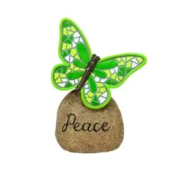 Enchanted Garden™ 5.91" Resin Green Butterfly Message Stone