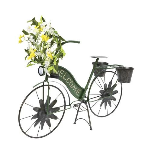 Enchanted Garden™ 37" LED Solar Metal Antique Bicycle With Planters 3 Enchanted Garden™ 37" LED Solar Metal Antique Bicycle With Planters