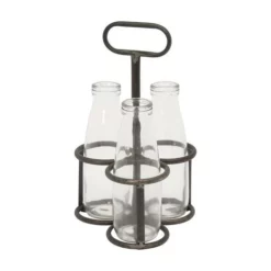 Enchanted Garden™ 12.4" Metal Holder With 3 Glass Bottles