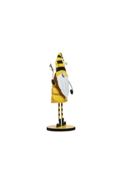 Enchanted Garden 10" Metal Striped Hat Bee Gnome -Home N Garden Joy Sales 2775737 leftsideview.jpg