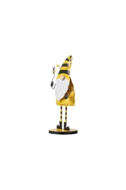 Enchanted Garden 10" Metal Striped Hat Bee Gnome -Home N Garden Joy Sales 2775737 rightsideview.jpg