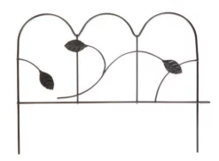 Enchanted Garden™ 11"H X 15"W Leaf Steel Black Garden Border Fence