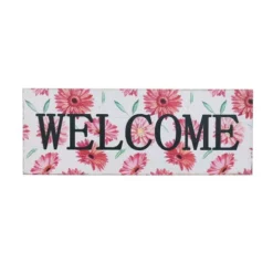 Enchanted Garden™ 31.9" Pink Flower Welcome Outdoor Wall Art