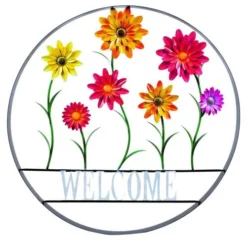 Enchanted Garden™ 29" Gerbera Daisy Wheel Outdoor Wall Art