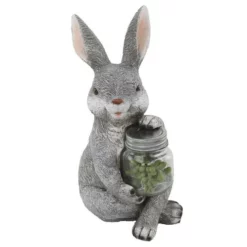 Enchanted Garden™ 11.8" Bunny Statue With Solar Jar